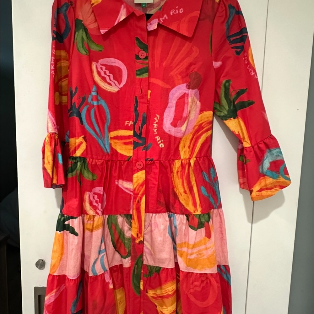 FARM Rio Red Multicolor Midi Dress - Picture 9 of 14